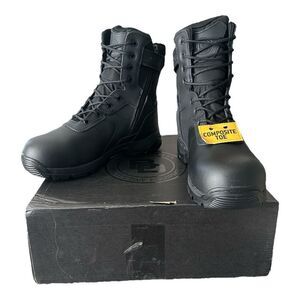 NWT Battle Ops 8" Tactical Boots Side Zip Waterproof Composite Toe Black 9.5